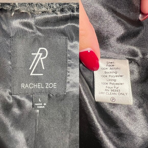 Rachel Zoe Faux Fur Vest Black Grey Women’s Size Large Winter Fall Mob Wife - Picture 5 of 5